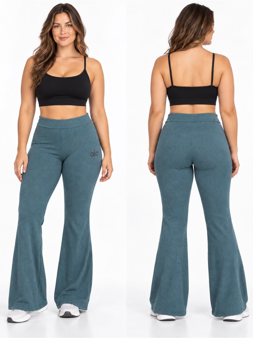 Alo Yoga Women’s Teal Ribbed Flare Pants – Size L